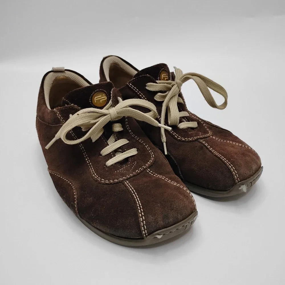 Footprints by Birkenstock Women's Brown Suede Lace Up Sneakers EU 38 US 7.5